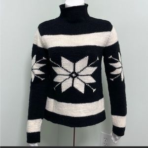 Ralph Lauren polo Jean Co Black & Cream High Neck Snowflake Sweater Medi…